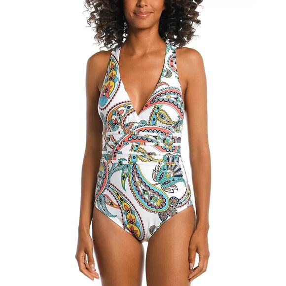 La Blanca Pave The Way Multi Strap Cross Back One Piece Swimsuit Size 4 NWT - Picture 1 of 4